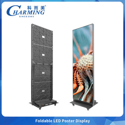 Foldable LED Poster Screen P2 with audio system 600CD Brightness for Retail and Exhibitions