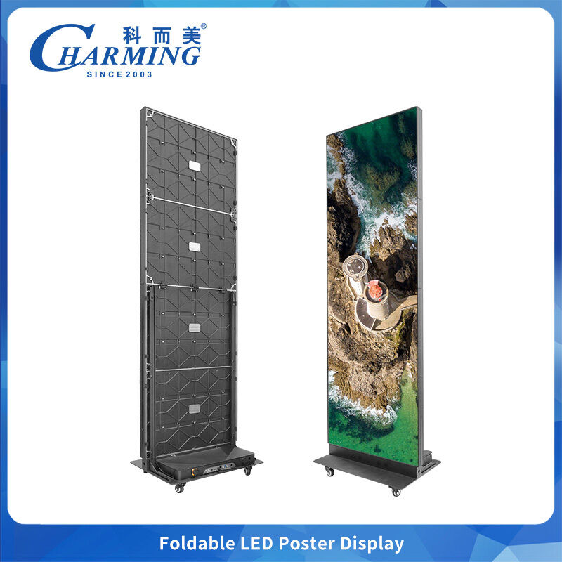 Indoor P1.86 P2 P2.5 Foldable Standing Poster LED Display with Wheel Video LED Display Advertising LED Screen